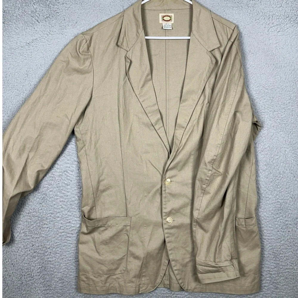 Banana Republic Blazer Men L Mill Valley Tan Safari Italian Cotton Vintage EUC